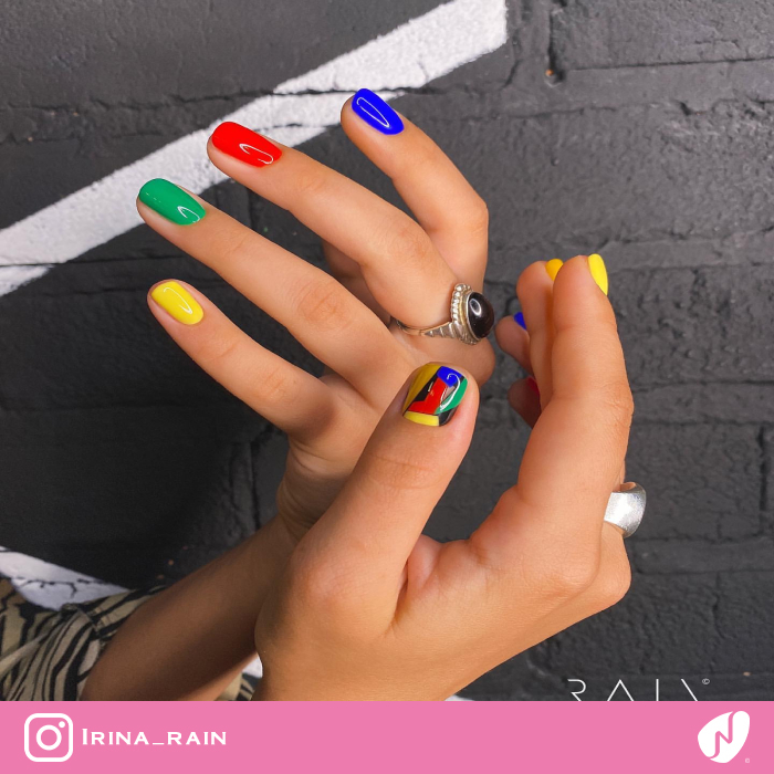 Colorful Geometric Nails